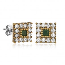 Gümüş Otantik Kare Çivili Bayan Küpe