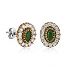 Gümüş Otantik Oval Çivili Bayan Küpe