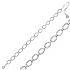 Gümüş Oval Taşlı Bayan Bileklik