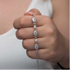 Gümüş Oval Taşlı Kadın Bileklik