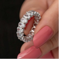 Gümüş Oval Taşlı Tamtur Kadın Yüzük