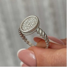 Gümüş Oval Zirkon Taşlı Kadın Yüzük