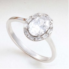 Gümüş Oval Zirkon Taşlı Kadın Yüzük