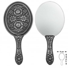 Gümüş Papatya ve Gül Motifli El Aynası