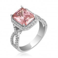 Gümüş Pembe Baget Bayan Yüzük