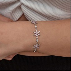 Gümüş Pembe Lotus Çiçeği Kadın Bileklik