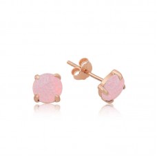 Gümüş Pembe Opal Taş Küpe