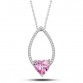 Gümüş Pembe Taşlı Kalp Kadın Kolye