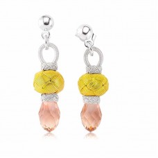 ​Gümüş Pembe Taşlı Kazaz Kadın Küpe