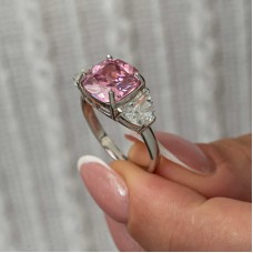 Gümüş Pembe Zirkon Taşlı Kadın Yüzük