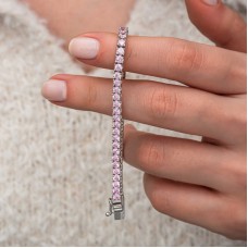 Gümüş Pembe Zirkon Taşlı Su Yolu Kadın Bileklik