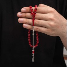 Gümüş Püskül Sıkma Kehribar Tesbih