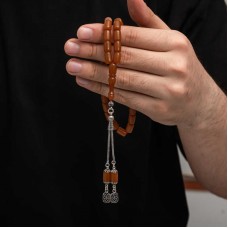 Gümüş Püskül Sıkma Kehribar Tesbih