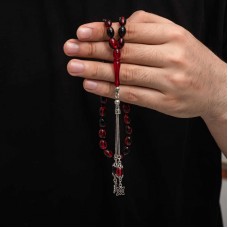 Gümüş Püskül Sıkma Kehribar Tesbih