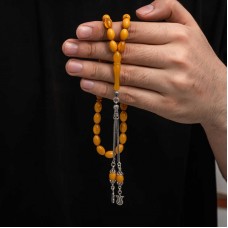 Gümüş Püskül Sıkma Kehribar Tesbih