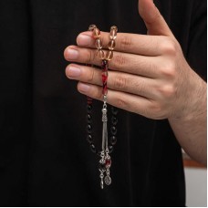 Gümüş Püskül Sıkma Kehribar Tesbih