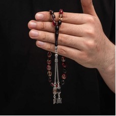 Gümüş Püskül Sıkma Kehribar Tesbih