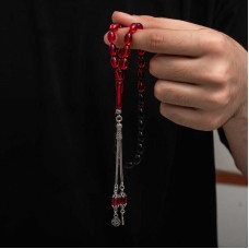 Gümüş Püskül Sıkma Kehribar Tesbih