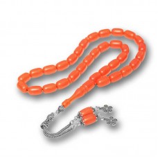 Gümüş Püsküllü Kapsül Kesim Sıkma Kehribar Tesbih