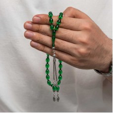 Gümüş Püsküllü Sıkma Kehribar Tesbih