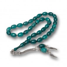 Gümüş Püsküllü Sıkma Kehribar Tesbih