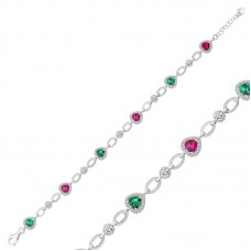 Gümüş Renkli Kalpler Bayan Bileklik