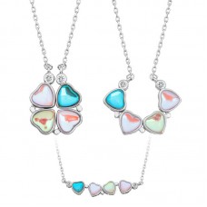 Gümüş Renkli Açılabilen Yonca Kadın Kolye