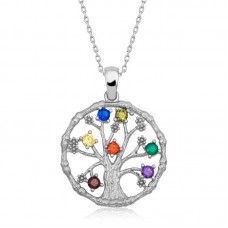 Gümüş Renkli Taşlı Hayat Ağacı Kadın Kolye