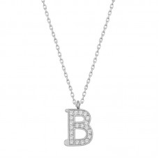 Gümüş Rodyum B Harfi Kadın Kolye