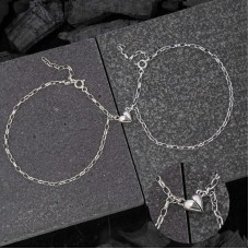 Gümüş Rodyum Çift Kalpli Aşk Bileklik