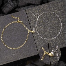 Gümüş Rodyum Gold Çift Kalpli Aşk Bileklik