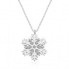 Gümüş Rodyum Kar Tanesi Bayan Kolye