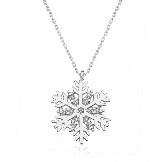 Gümüş Rodyum Kar Tanesi Bayan Kolye Gümüş Rodyum Kar Tanesi Bayan Kolye