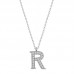 Gümüş Rodyum R Harfi Kadın Kolye