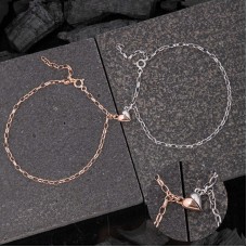 Gümüş Rodyum Rose Çift Kalpli Aşk Bileklik