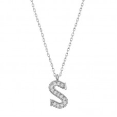 Gümüş Rodyum S Harfi Kadın Kolye