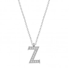 Gümüş Rodyum Z Harfi Kadın Kolye