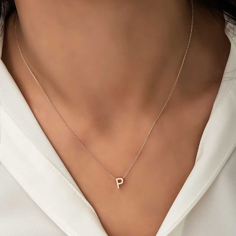Gümüş Rose 3 Boyutlu P Harf Bayan Kolye Gümüş Rose 3 Boyutlu P Harf Bayan Kolye