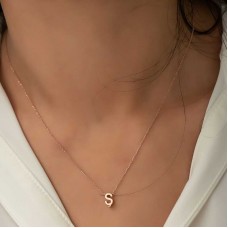 Gümüş Rose 3 Boyutlu Ş Harf Bayan Kolye