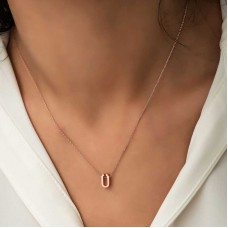 Gümüş Rose 3 Boyutlu Ü Harf Bayan Kolye