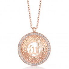 Gümüş Rose Allah Yazılı Kadın Kolye
