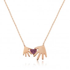 Gümüş Rose Anne Çocuk Eli Bayan Kolye