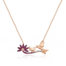 ​Gümüş Rose Anne Ve Yavru Kuş Bayan Kolye