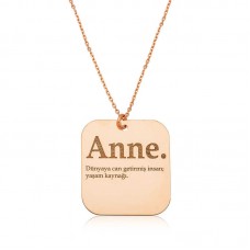 ​Gümüş Rose Anne Yazılı Plaka Bayan Kolye