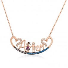 Gümüş Rose Annem Yazılı Bayan Kolye