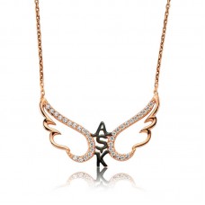 Gümüş Rose Aşk Yazılı Melek Kanadı Kadın Kolye 