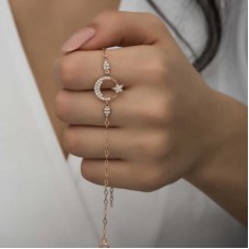 Gümüş Rose Ay Yıldız Kadın Bileklik