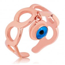 Gümüş Rose Ayarlamalı Nazar Göz Bayan Yüzük