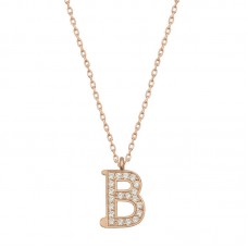Gümüş Rose B Harfi Kadın Kolye
