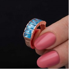 Gümüş Rose Baget  Aquamarine Taşlı Kadın Yüzük